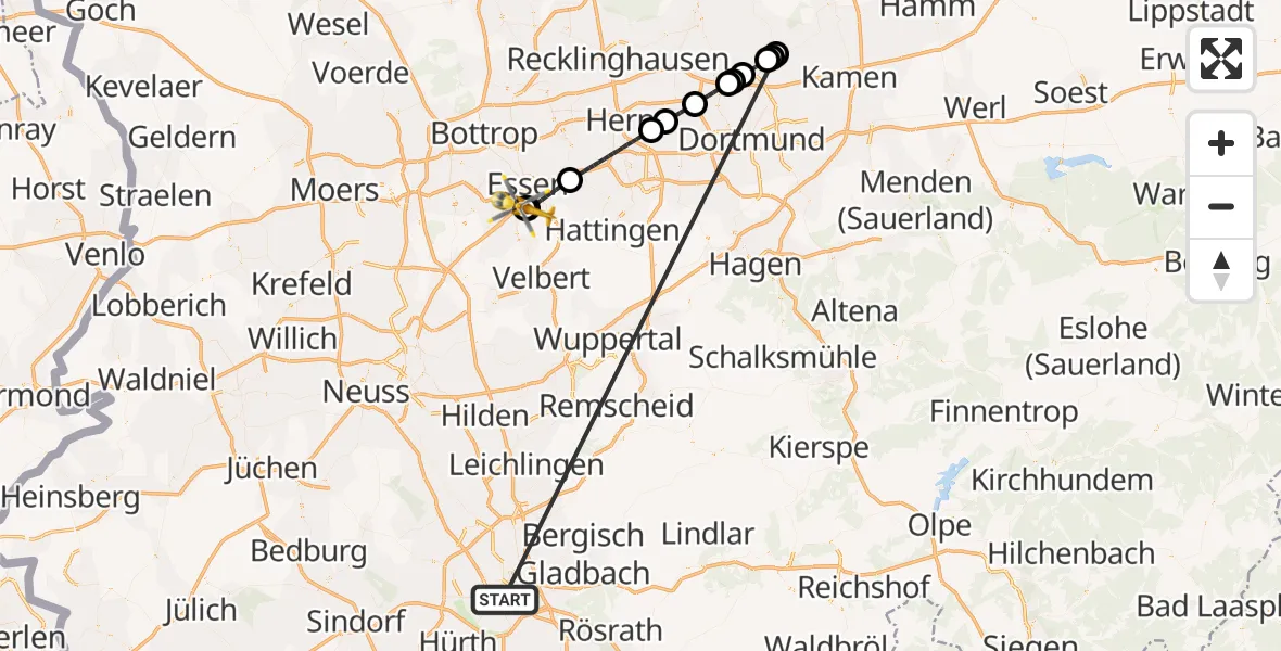 Flugroute Rettungshubschrauber Köln - Alfried Krupp Hospital, 15 Oktober 2026, 09:39