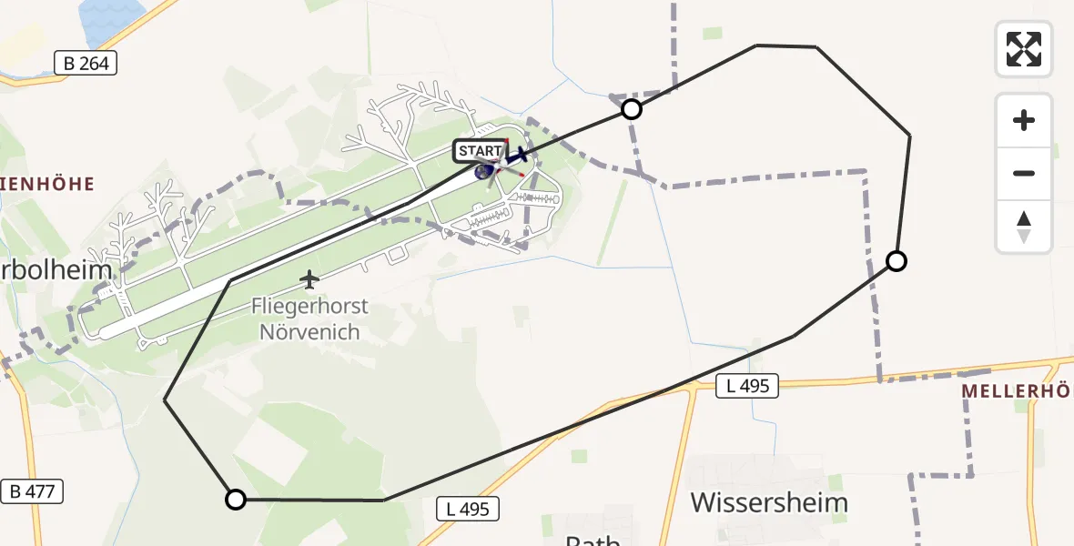Flugroute Polizeihubschrauber Militärflugplatz Nörvenich - Militärflugplatz Nörvenich, 15 Oktober 2026, 09:57