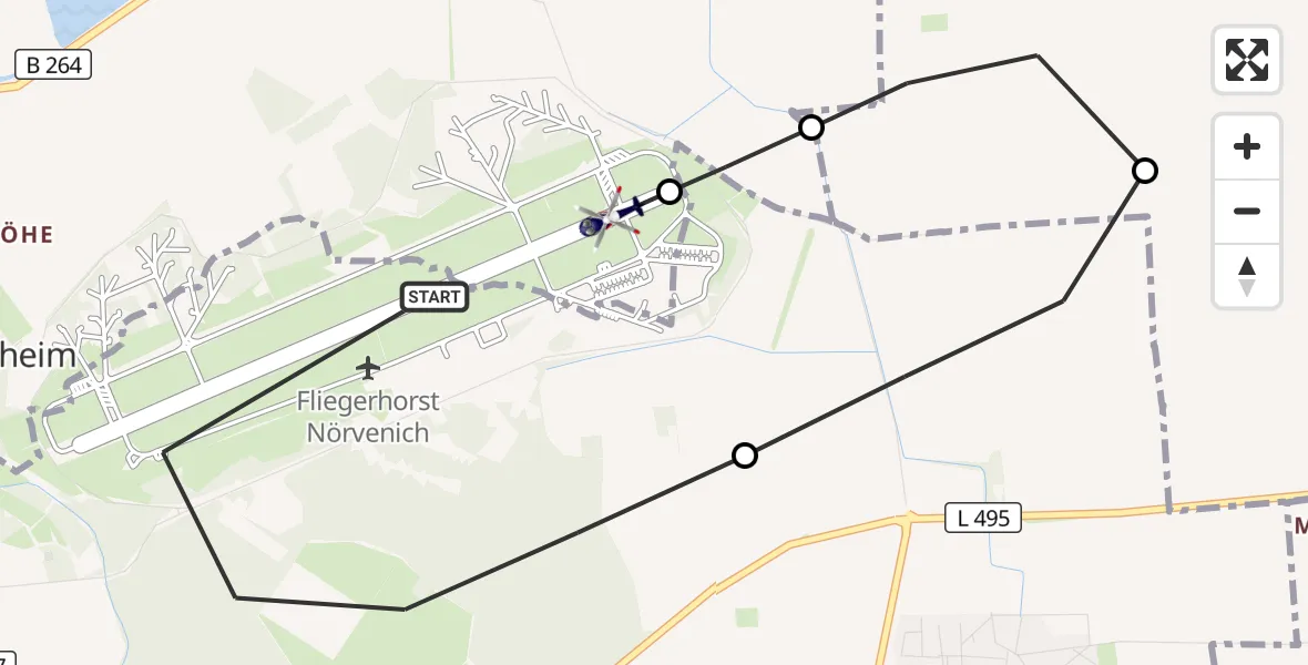 Flugroute Polizeihubschrauber Militärflugplatz Nörvenich - Militärflugplatz Nörvenich, 15 Oktober 2026, 10:09
