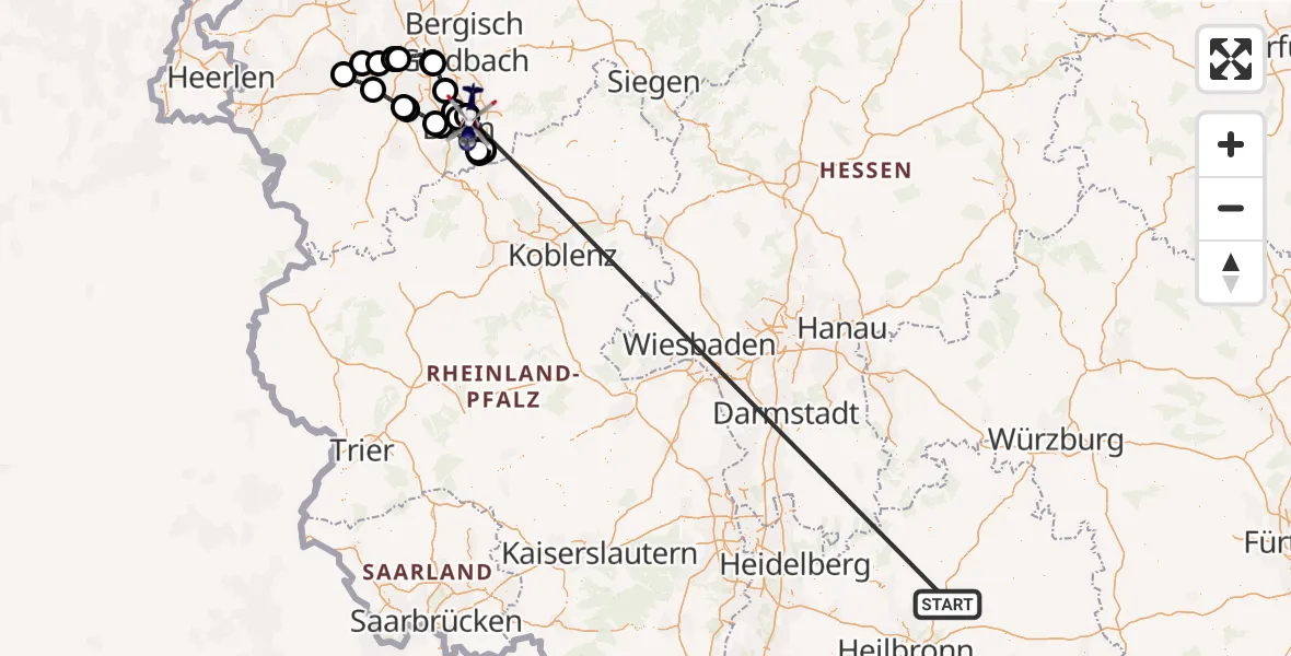 Flugroute Polizeihubschrauber Hardthausen am Kocher - Bonn-Hangelar Flugplatz, 15 Oktober 2026, 11:10