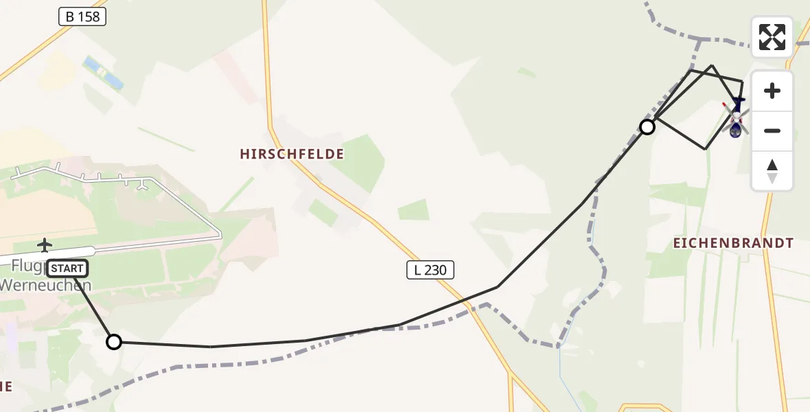 Flugroute Polizeihubschrauber Werneuchen Flugplatz - Altlandsberg, 15 Oktober 2026, 11:23