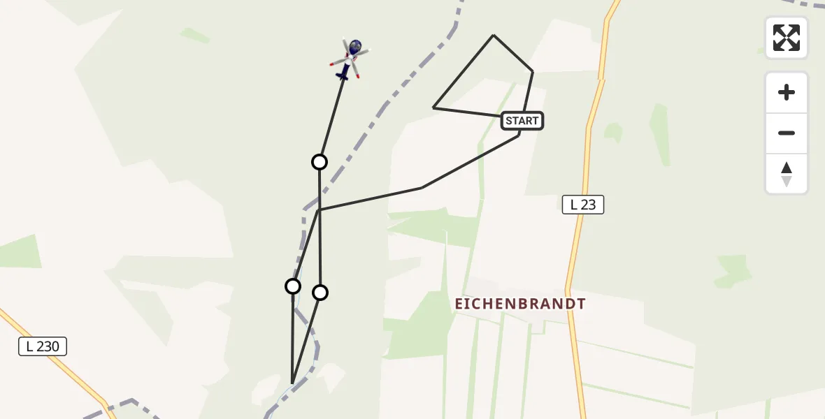 Flugroute Polizeihubschrauber Altlandsberg - Werneuchen, 15 Oktober 2026, 11:29