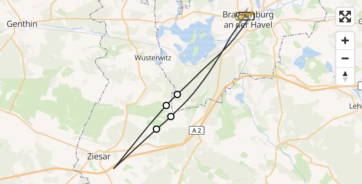 Flugroute Rettungshubschrauber Brandenburg an der Havel - Brandenburg an der Havel, 15 Oktober 2026, 11:33