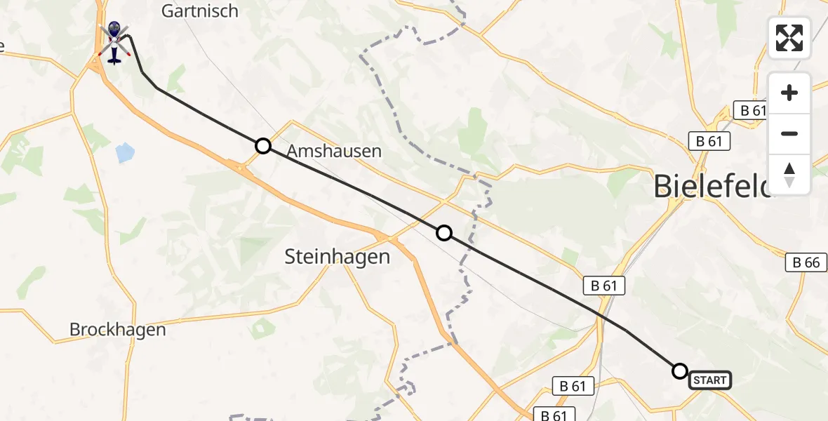 Flugroute Polizeihubschrauber Luftrettungszentrum Bielefeld - Halle (Westf.), 15 Oktober 2026, 11:43