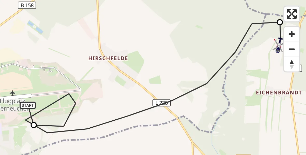 Flugroute Polizeihubschrauber Werneuchen Flugplatz - Altlandsberg, 15 Oktober 2026, 12:07