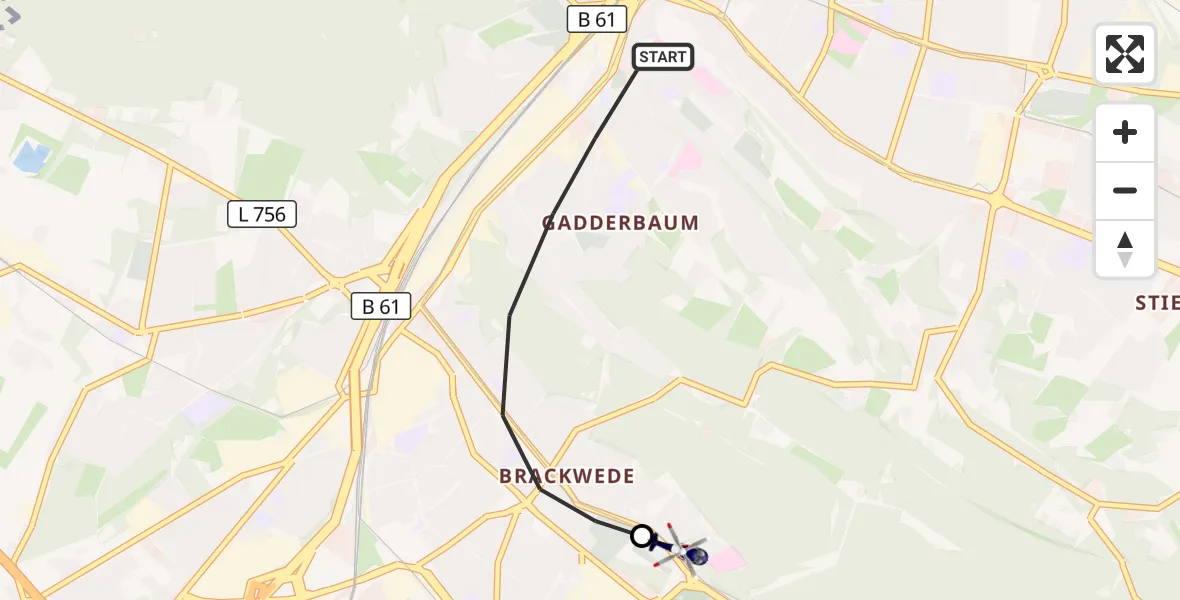 Flugroute Polizeihubschrauber Bielefeld - Luftrettungszentrum Bielefeld, 15 Oktober 2026, 12:27