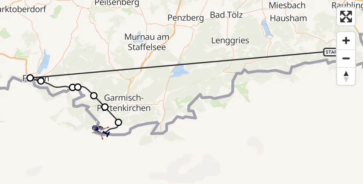 Flugroute Polizeihubschrauber Kiefersfelden - Garmisch-Partenkirchen, 15 Oktober 2026, 12:31