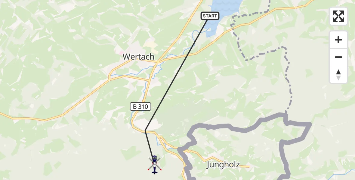 Flugroute Polizeihubschrauber Wertach - Wertach, 15 Oktober 2026, 12:45