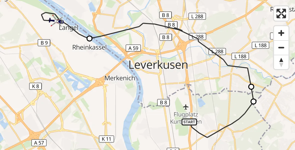 Flugroute Polizeihubschrauber Köln - Köln, 15 Oktober 2026, 12:56