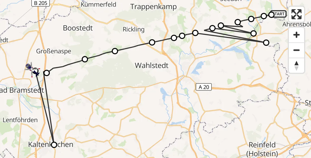 Flugroute Polizeihubschrauber Glasau - Wiemersdorf, 15 Oktober 2026, 13:05