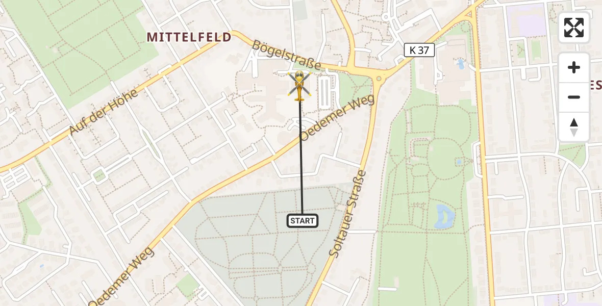 Flugroute Rettungshubschrauber Lüneburg - Lüneburg, 15 Oktober 2026, 13:12