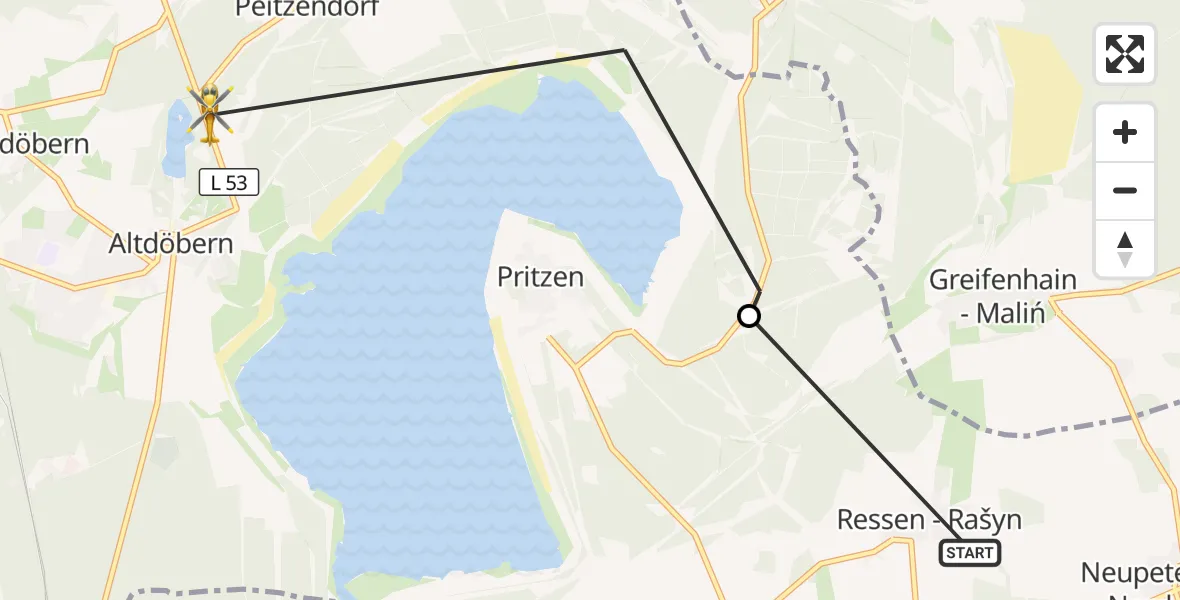 Flugroute Rettungshubschrauber Neu-Seeland - Altdöbern, 15 Oktober 2026, 14:26