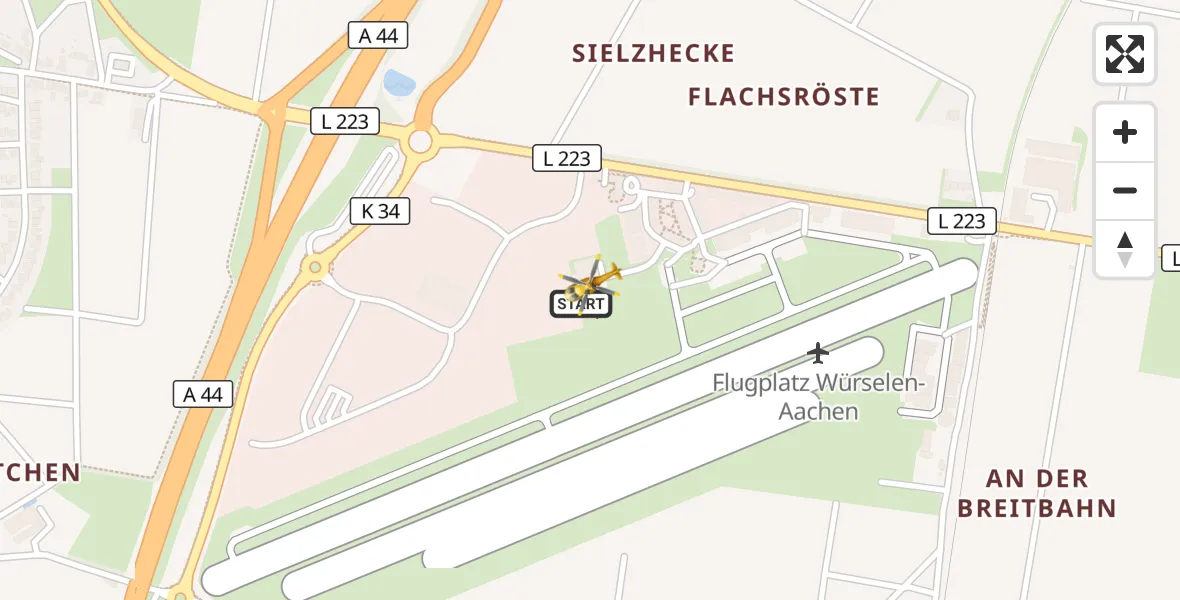 Flugroute Rettungshubschrauber Aachen-Merzbrück Flughafen - Aachen-Merzbrück Flughafen, 15 Oktober 2026, 14:41