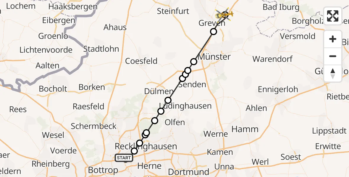 Flugroute Ambulanzhubschrauber Gelsenkirchen - Christoph  Westfalen-ADAC, 15 Oktober 2026, 15:11