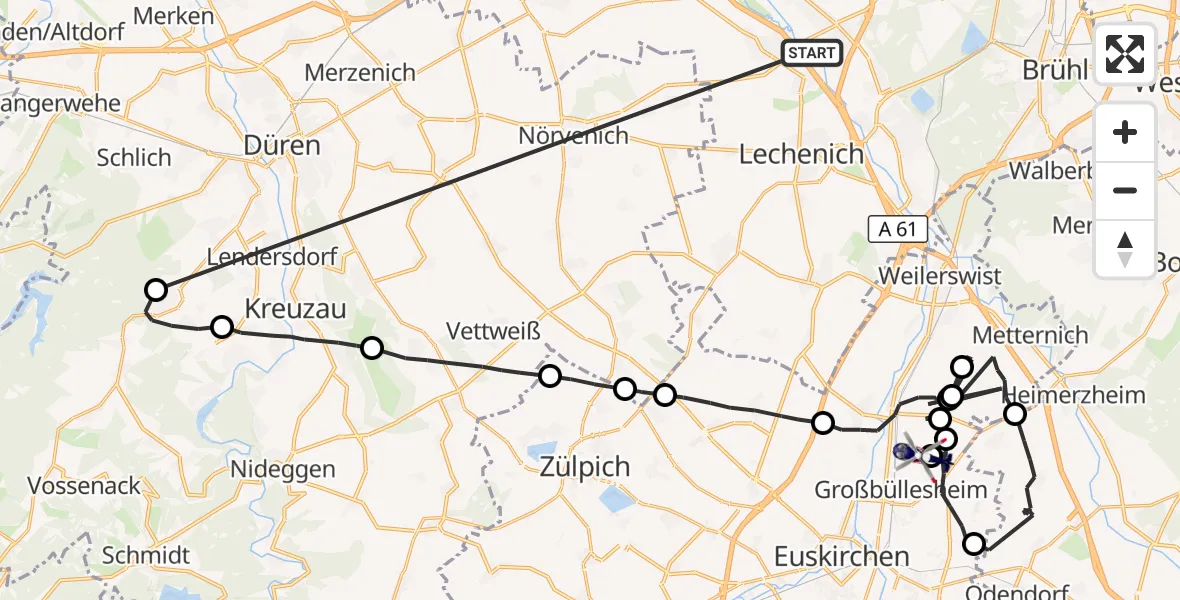 Flugroute Polizeihubschrauber Erftstadt - Euskirchen, 15 Oktober 2026, 15:19