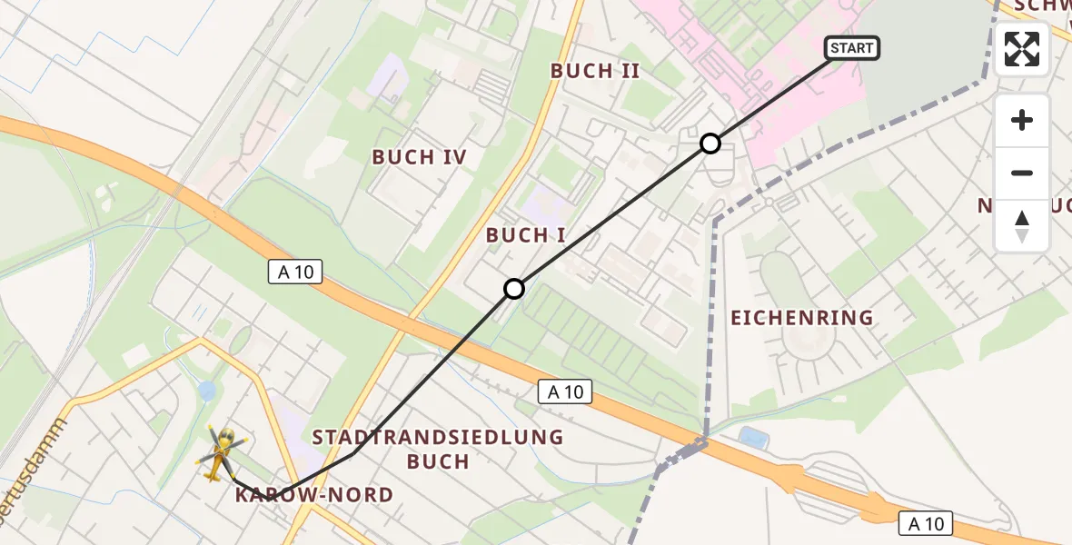 Flugroute Rettungshubschrauber Helios Clinic Berlin-Buch - Berlin, 15 Oktober 2026, 15:44