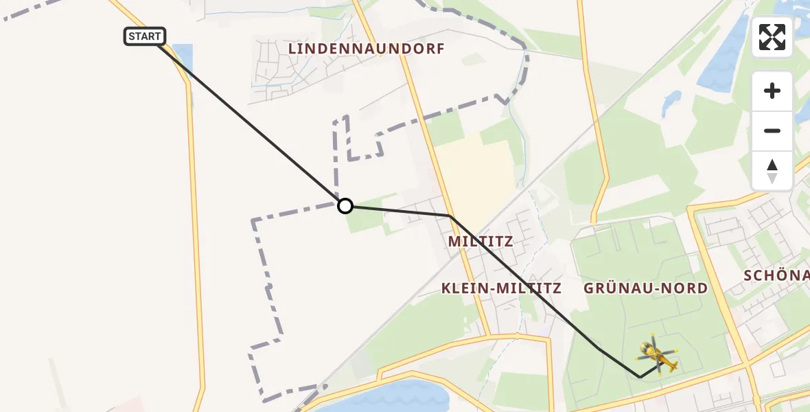 Flugroute Rettungshubschrauber Markranstädt - Leipzig, 15 Oktober 2026, 15:57