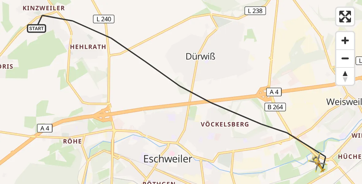 Flugroute Rettungshubschrauber Eschweiler - Eschweiler, 15 Oktober 2026, 16:21