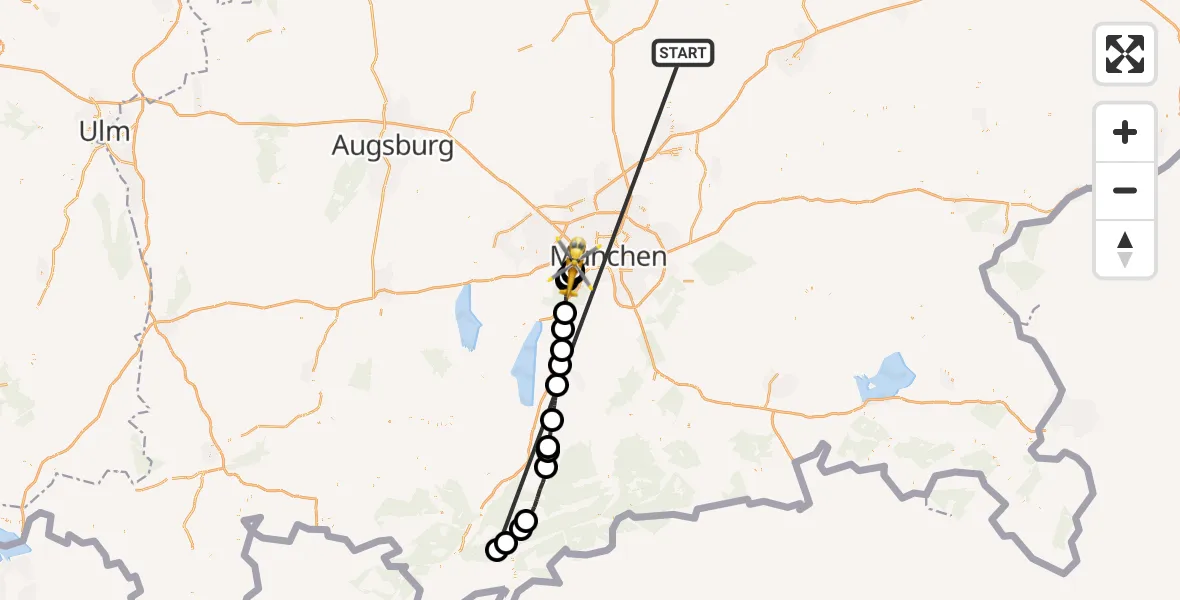 Flugroute Rettungshubschrauber Rudelzhausen - DRF Air Rescue München Hubschrauberlandeplatz, 15 Oktober 2026, 16:27