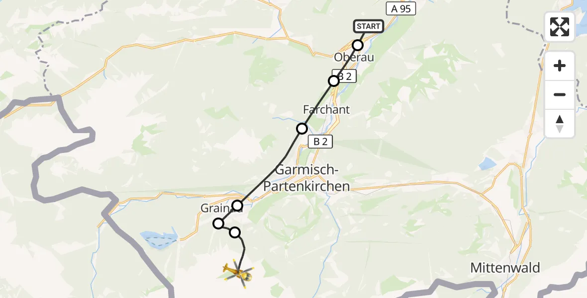 Flugroute Rettungshubschrauber Eschenlohe - Grainau, 15 Oktober 2026, 16:31