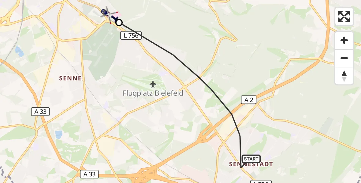 Flugroute Polizeihubschrauber Bielefeld - Luftrettungszentrum Bielefeld, 15 Oktober 2026, 16:59