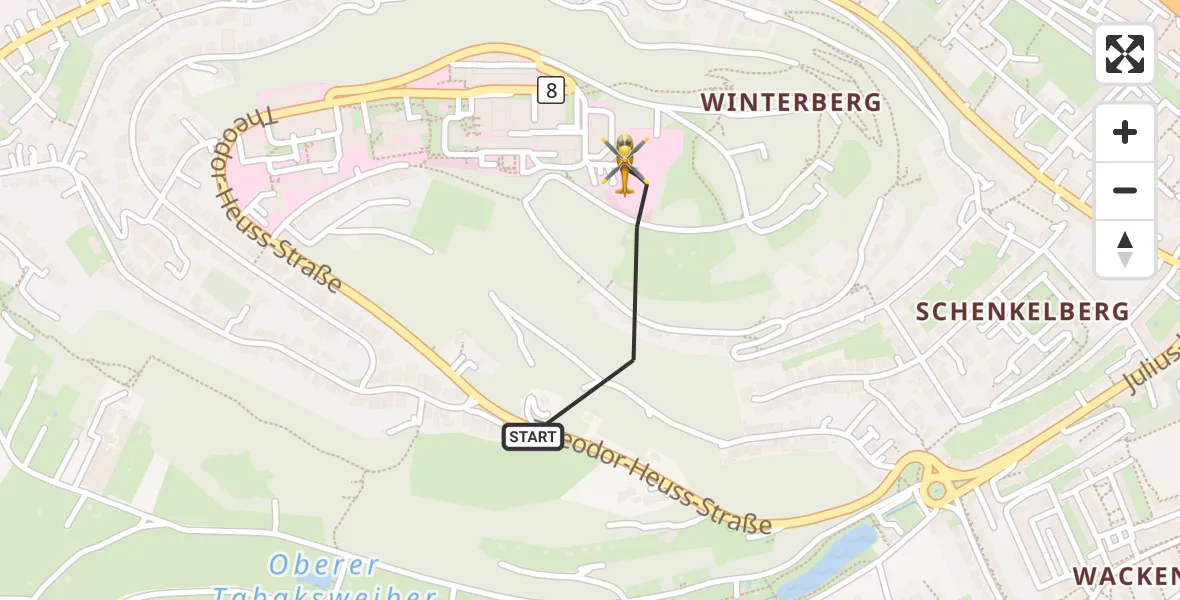 Flugroute Rettungshubschrauber Saarbrücken - Saarbrücken, 15 Oktober 2026, 17:04