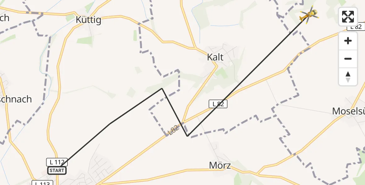 Flugroute Ambulanzhubschrauber Münstermaifeld - Lehmen, 15 Oktober 2026, 17:56