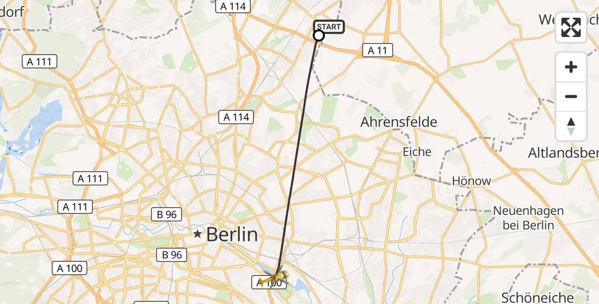 Flugroute Rettungshubschrauber Helios Clinic Berlin-Buch - Berlin, 15 Oktober 2026, 17:58