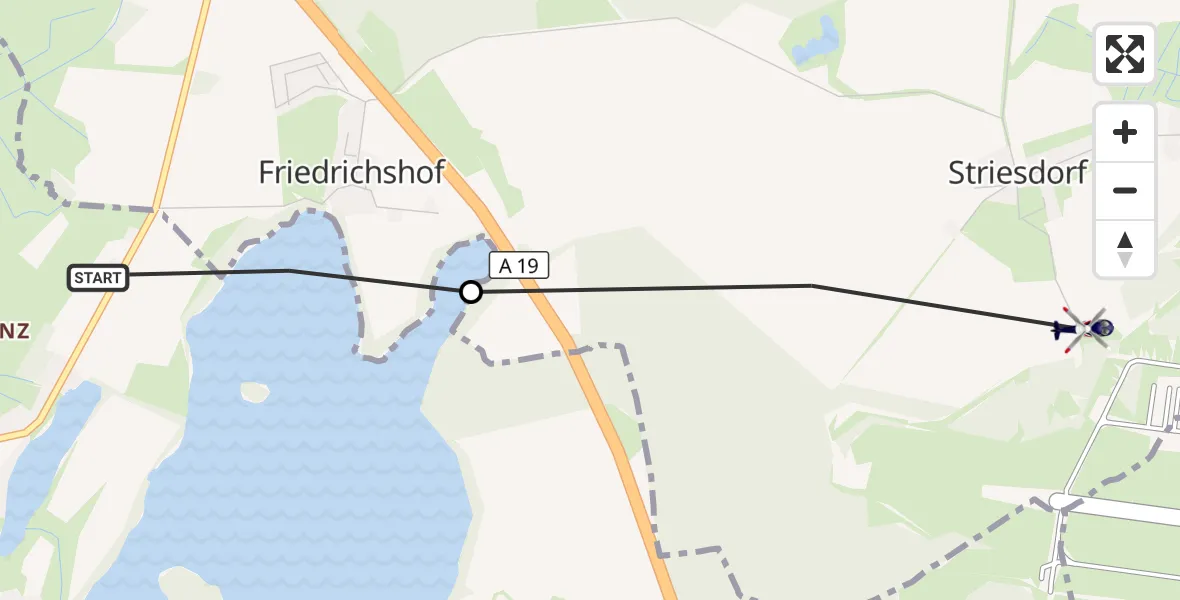 Flugroute Polizeihubschrauber Hohen Sprenz - Flughafen Rostock-Laage, 15 Oktober 2026, 20:21