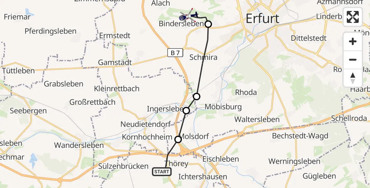 Flugroute Polizeihubschrauber Amt Wachsenburg - Erfurt-Weimar Flughafen, 16 Oktober 2026, 02:27