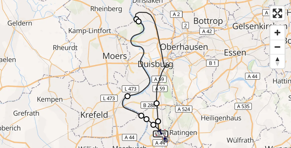 Flugroute Polizeihubschrauber Düsseldorf Flughafen - Düsseldorf Flughafen, 16 Oktober 2026, 07:11