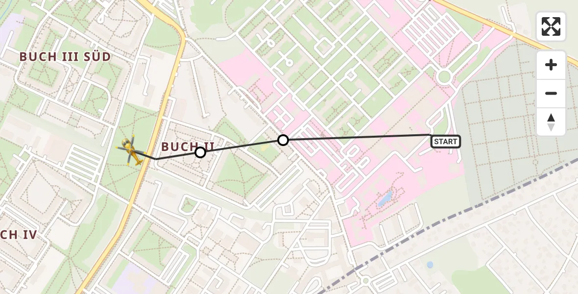 Flugroute Rettungshubschrauber Helios Clinic Berlin-Buch - Berlin, 16 Oktober 2026, 07:25