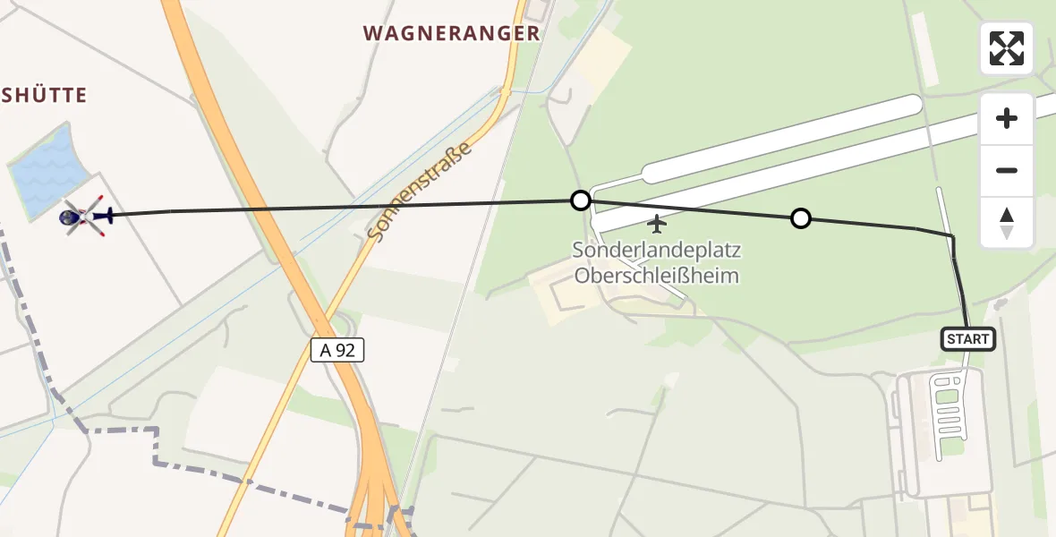 Flugroute Polizeihubschrauber Oberschleissheim Hubschrauberlandeplatz - Oberschleißheim, 16 Oktober 2026, 07:33