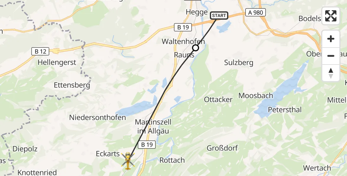 Flugroute Rettungshubschrauber Sulzberg - Immenstadt i.Allgäu, 16 Oktober 2026, 08:38