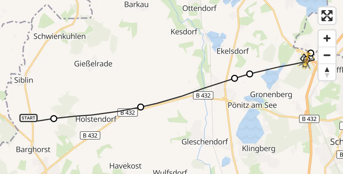 Flugroute Rettungshubschrauber Christoph 12 Luftrettungszentrum - Scharbeutz, 16 Oktober 2026, 08:41