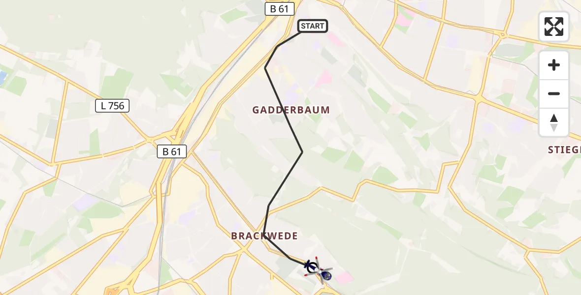 Flugroute Polizeihubschrauber Bielefeld - Luftrettungszentrum Bielefeld, 16 Oktober 2026, 09:01