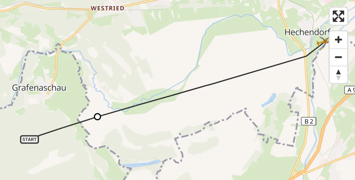 Flugroute Rettungshubschrauber Schwaigen - Ohlstadt, 16 Oktober 2026, 09:54