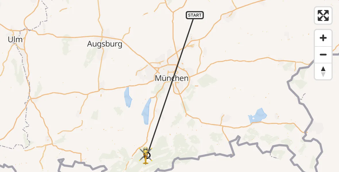 Flugroute Rettungshubschrauber Rudelzhausen - Kochel a.See, 16 Oktober 2026, 10:22