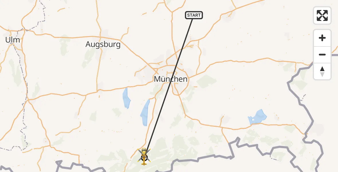 Flugroute Rettungshubschrauber Rudelzhausen - Kochel a.See, 16 Oktober 2026, 10:29