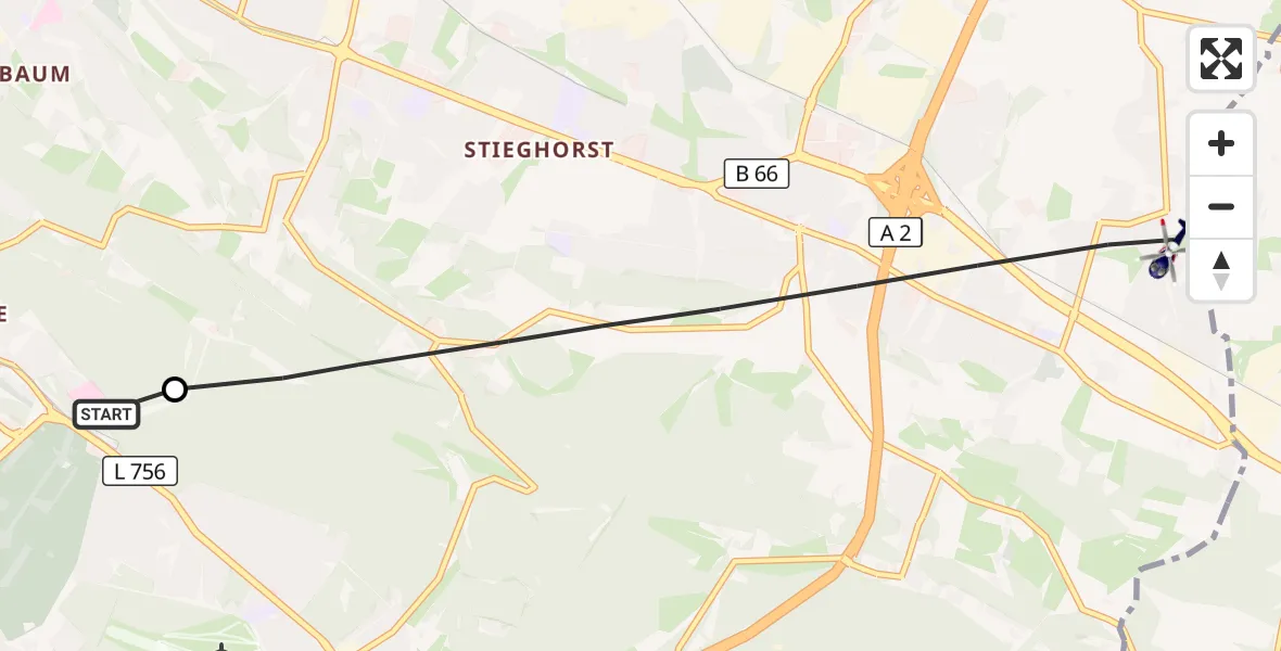 Flugroute Polizeihubschrauber Luftrettungszentrum Bielefeld - Bielefeld, 16 Oktober 2026, 10:30