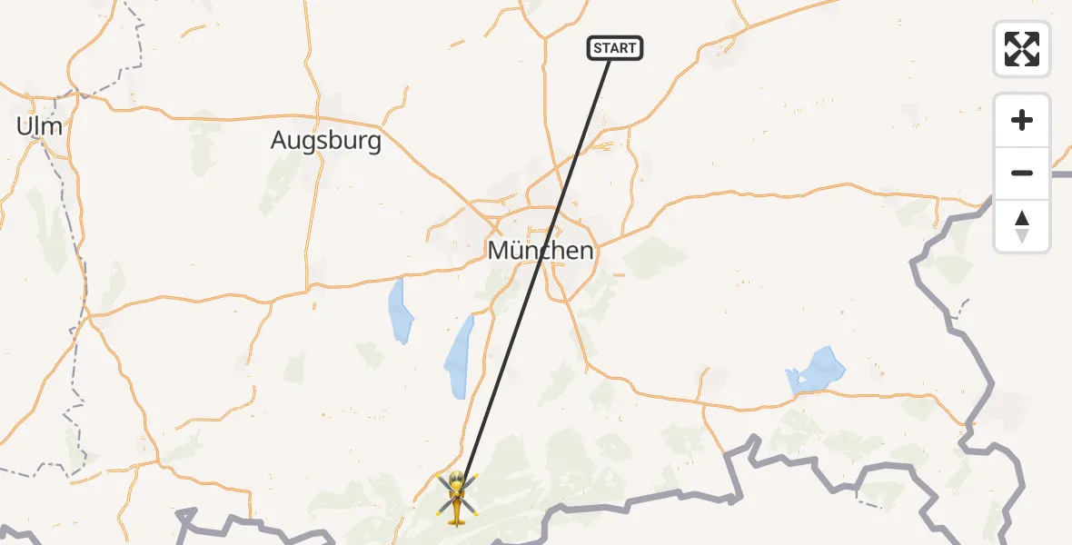 Flugroute Rettungshubschrauber Rudelzhausen - Kochel a.See, 16 Oktober 2026, 10:39