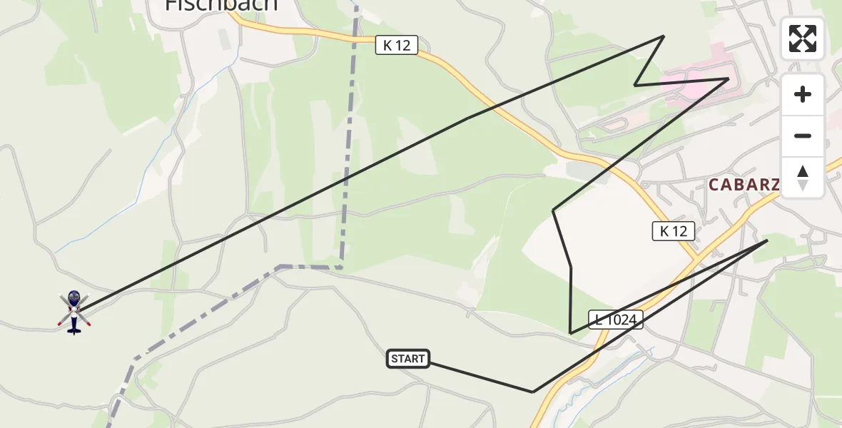 Flugroute Polizeihubschrauber Bad Tabarz - Waltershausen, 16 Oktober 2026, 10:44