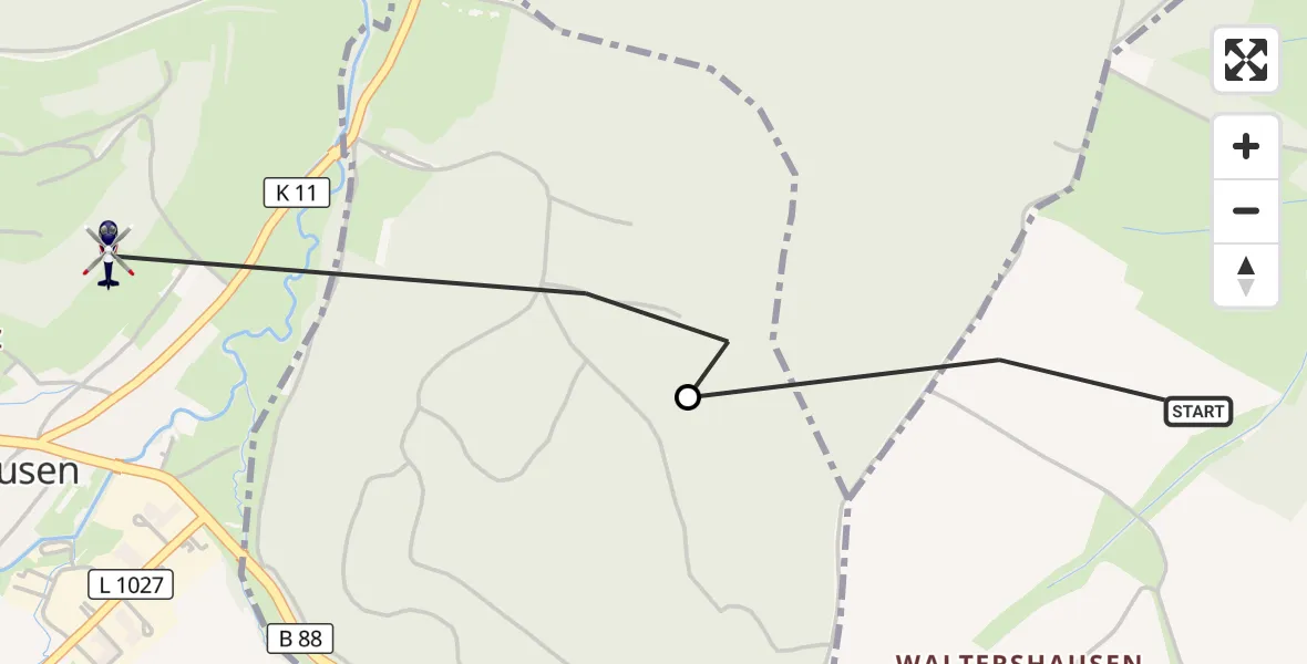 Flugroute Polizeihubschrauber Waltershausen - Waltershausen, 16 Oktober 2026, 11:02