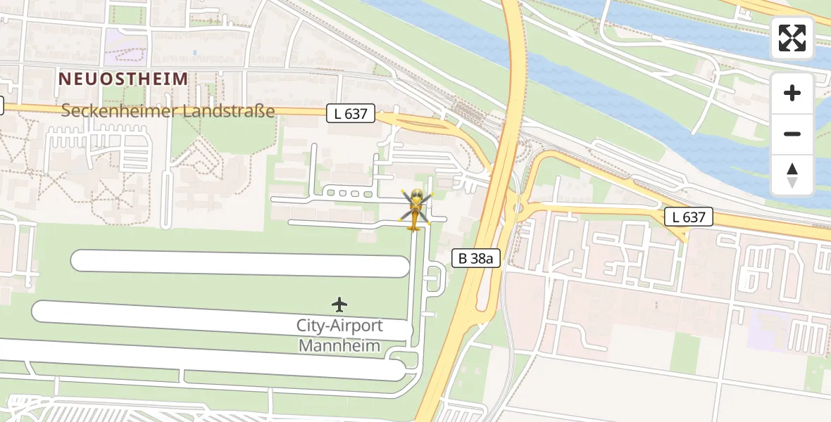 Flugroute Rettungshubschrauber Mannheim-City Flughafen - Mannheim-City Flughafen, 16 Oktober 2026, 11:10