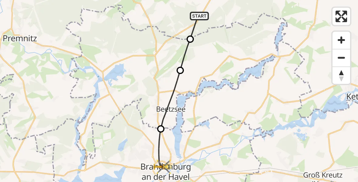 Flugroute Rettungshubschrauber Märkisch Luch - Brandenburg an der Havel, 16 Oktober 2026, 11:11