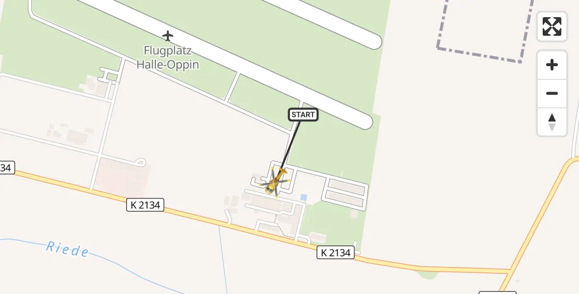 Flugroute Rettungshubschrauber Halle-Oppin Flugplatz - Halle-Oppin Flugplatz, 16 Oktober 2026, 11:16