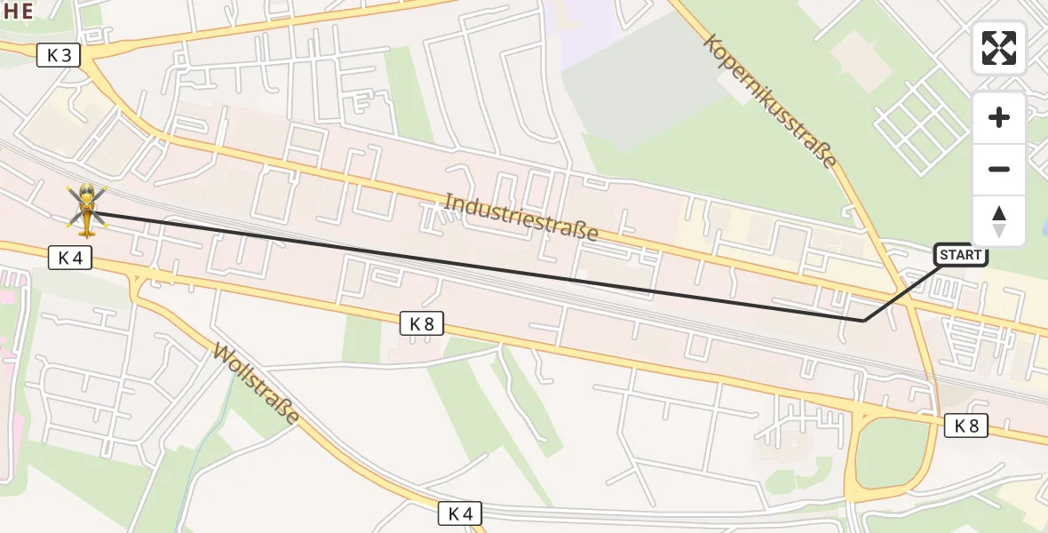 Flugroute Rettungshubschrauber Ludwigshafen am Rhein - Ludwigshafen Accident Hospital Hubschrauberlandeplatz, 16 Oktober 2026, 11:28