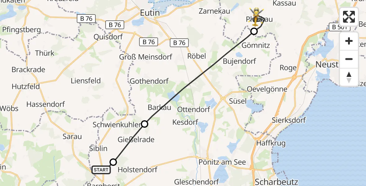 Flugroute Rettungshubschrauber Christoph 12 Luftrettungszentrum - Altenkrempe, 16 Oktober 2026, 11:28