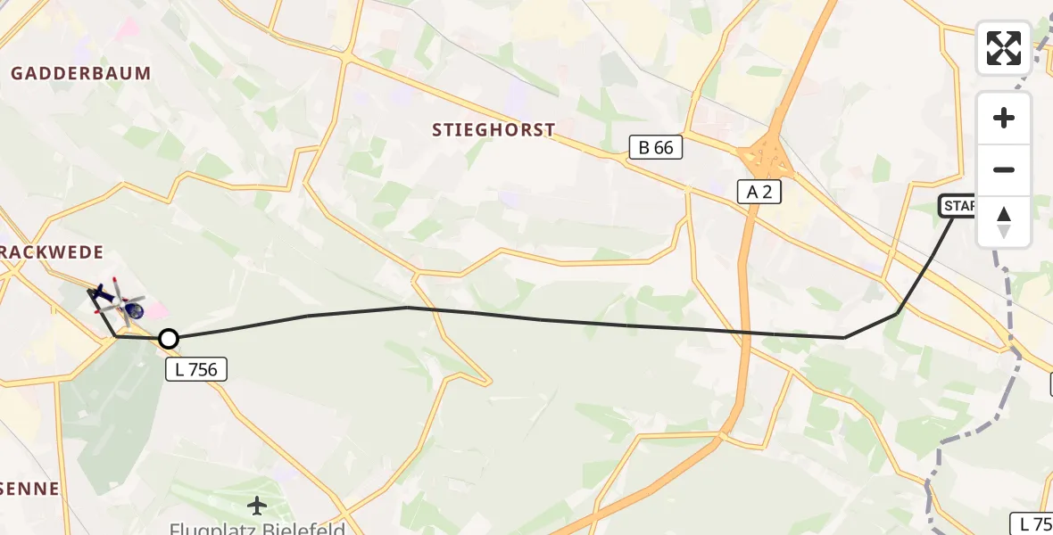 Flugroute Polizeihubschrauber Bielefeld - Luftrettungszentrum Bielefeld, 16 Oktober 2026, 11:29