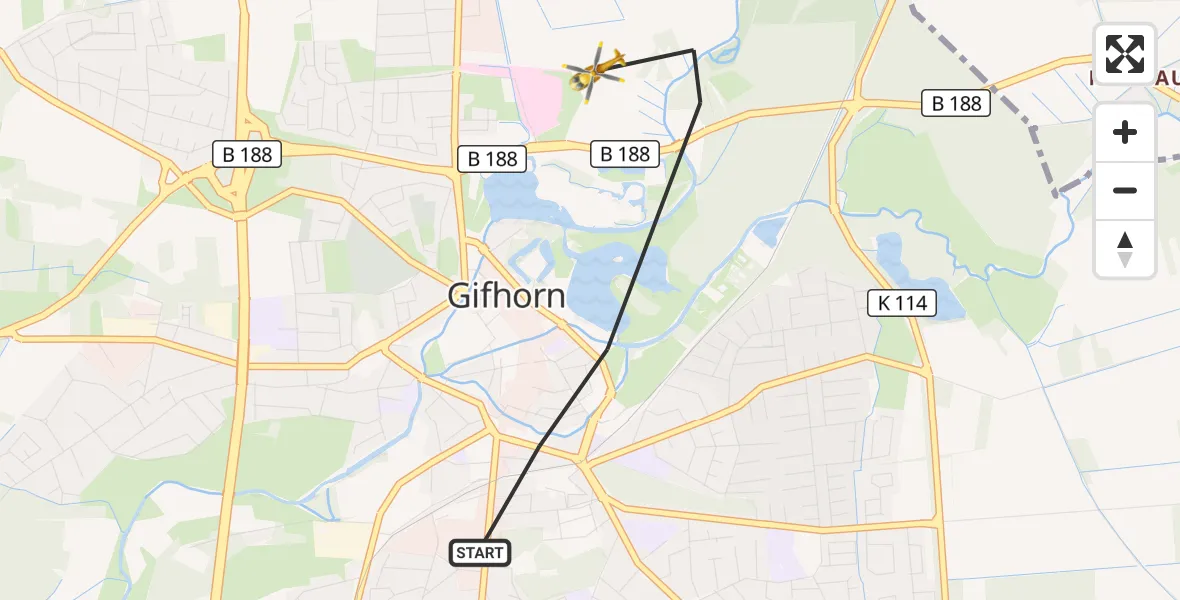 Flugroute Rettungshubschrauber Gifhorn - Gifhorn, 16 Oktober 2026, 11:31